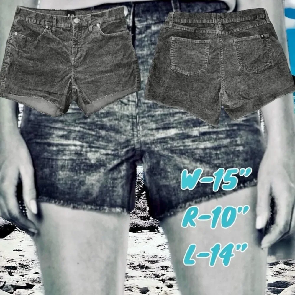 GAP Shorts Gray Corduroy Cut Offs Frayed Raw Hem Casual Vacation Summer Size 6 🍭